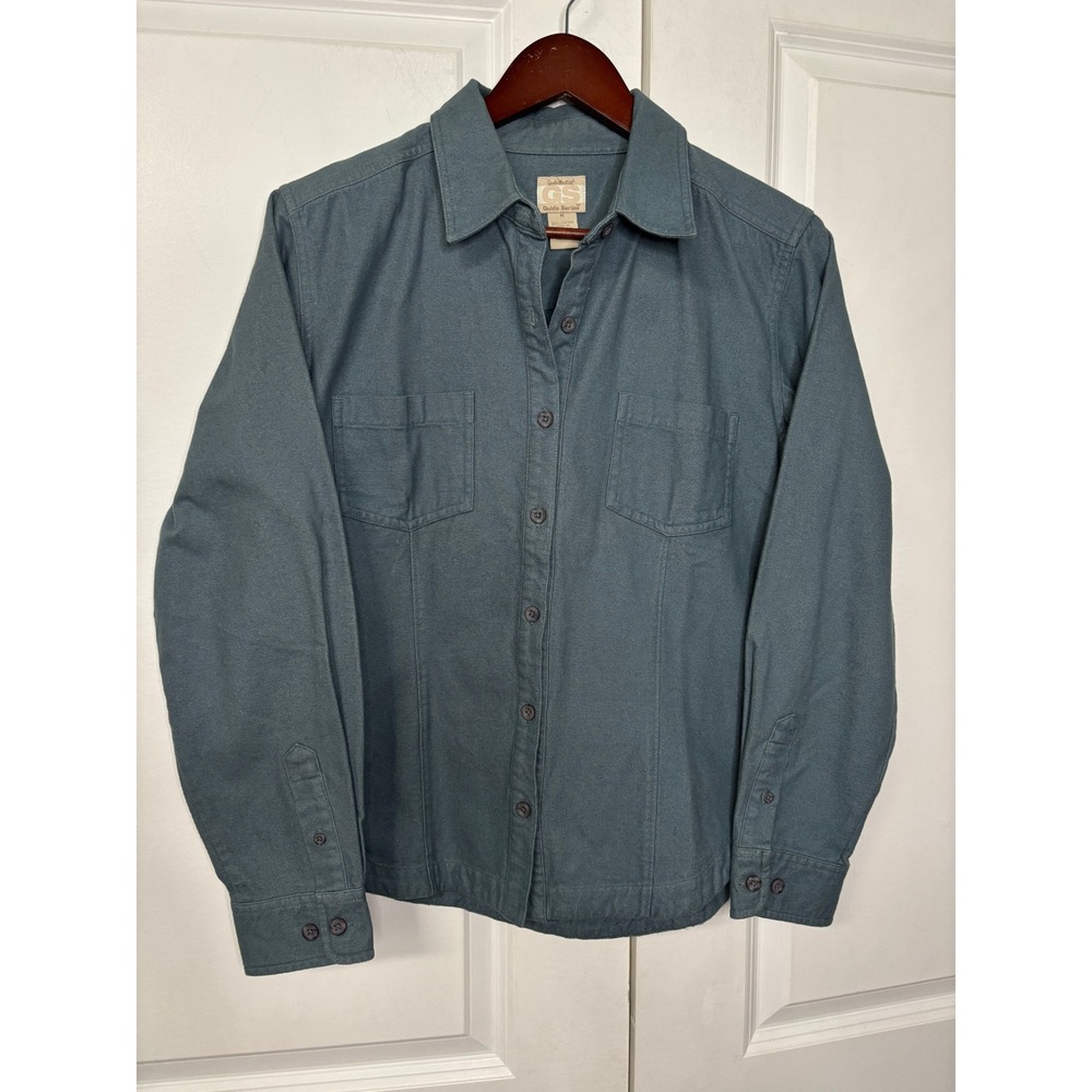 Gander Mountain Guide Series Women Blue Gray Cotton Button Down Utility Shirt M - Picture 2 of 6